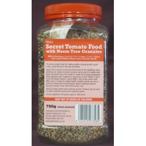 Wallys Secret Tomato Food with Neem Granules 750grams | Plant Nutrition | SPECIALS FOR AUGUST 2021